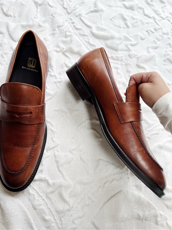 Bruno Magli Cosmo Cognac Leather Penny Loafers Size 11 main image 12
